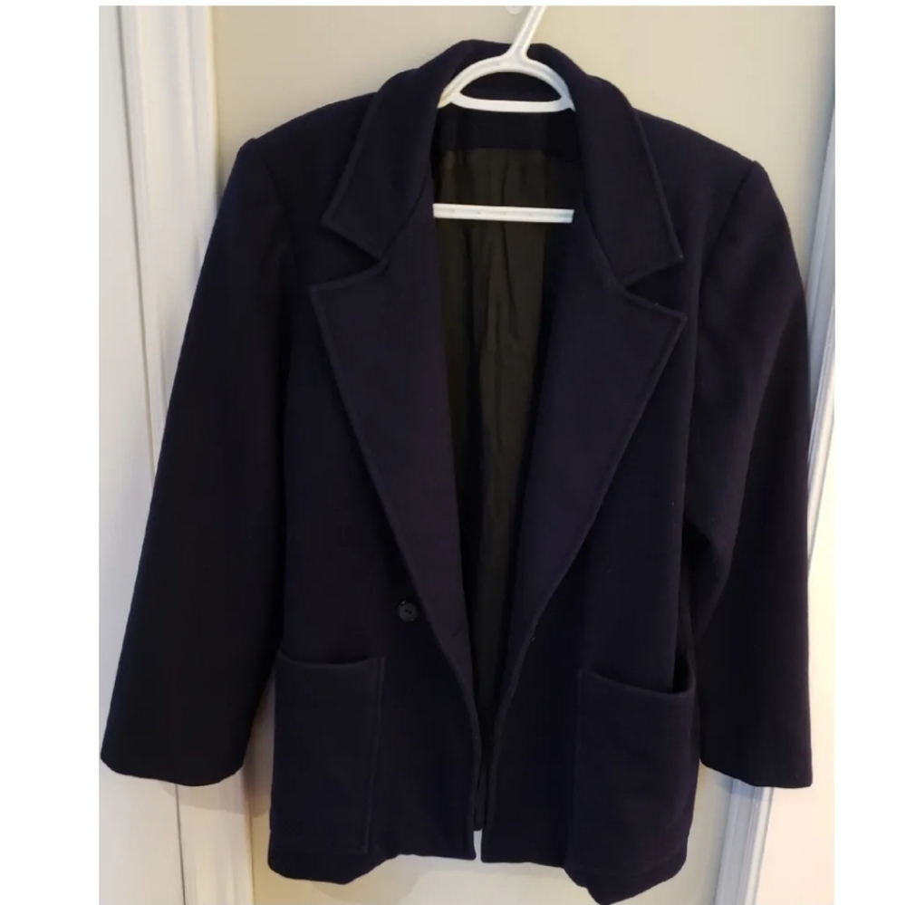 Vintage Navy Wool Blazer Coat